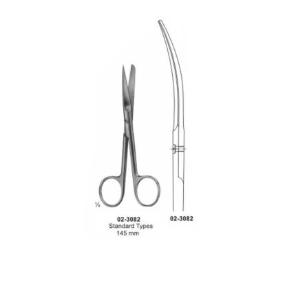 Surgical Operating Scissors Sharp-Blunt Curved 145 mm